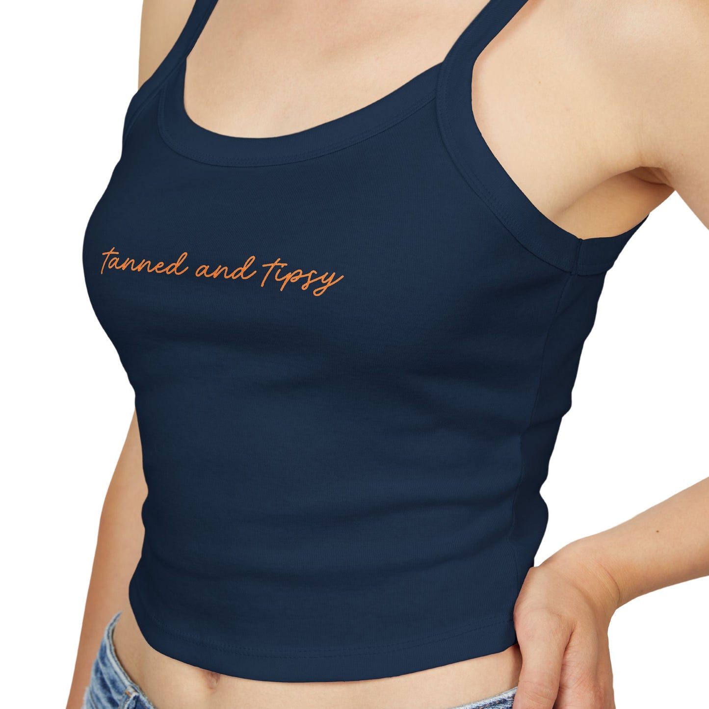 "Tanned and Tipsy" Trendy Women's Spaghetti Strap Tank Top - Summer Essential