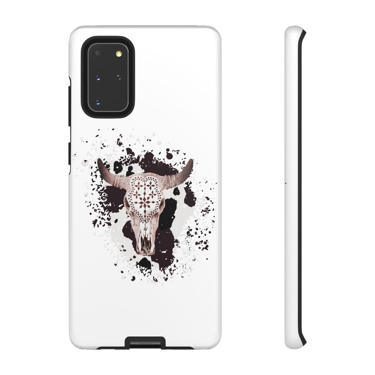 SAMSUNG Bull Skull with Cow Print Tough Phone Case l Gift for Him, Western Style