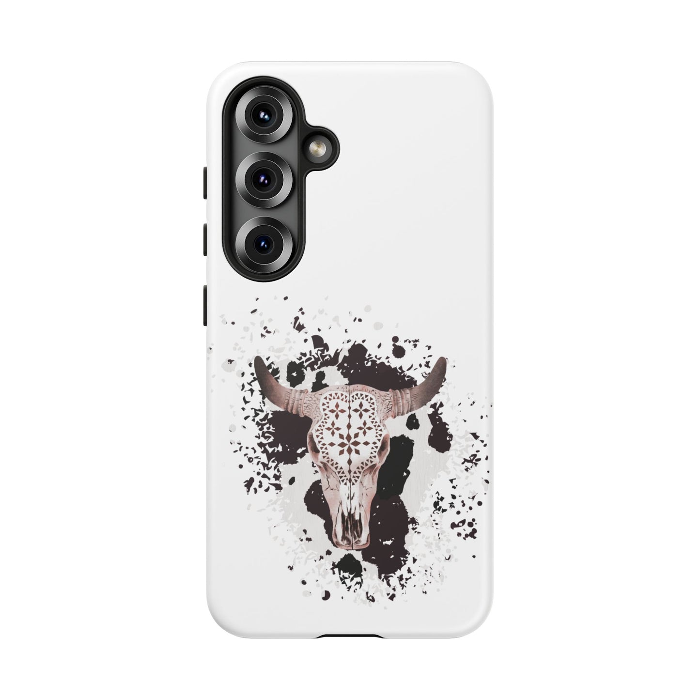 SAMSUNG Bull Skull with Cow Print Tough Phone Case l Gift for Him, Western Style