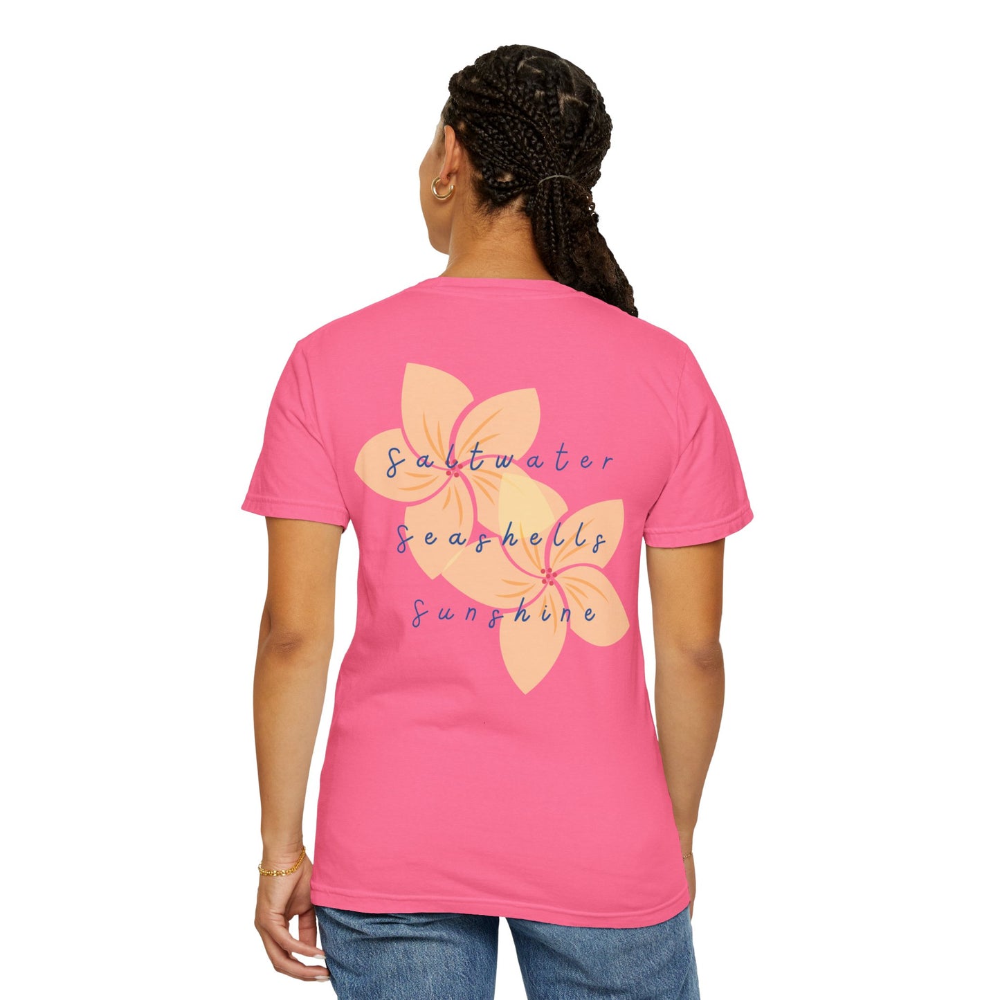"Saltwater, Seashells, Sunshine" Garment-Dyed T-Shirt l Coastal Vibes, Relaxed Fit, Beachwear