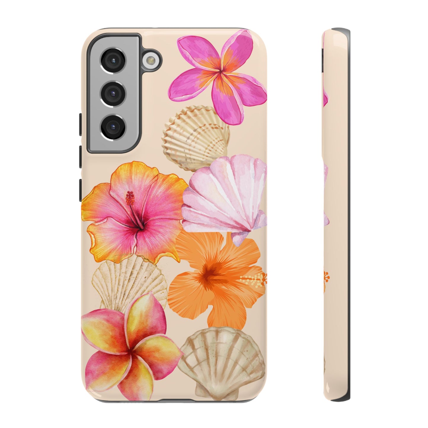 SAMSUNG Tropical Floral and Seashell Tough Phone Case l Vibrant Summer Accessory, Durable Tough Case for All Occasions