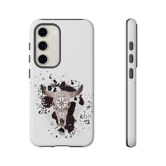 SAMSUNG Bull Skull with Cow Print Tough Phone Case l Gift for Him, Western Style