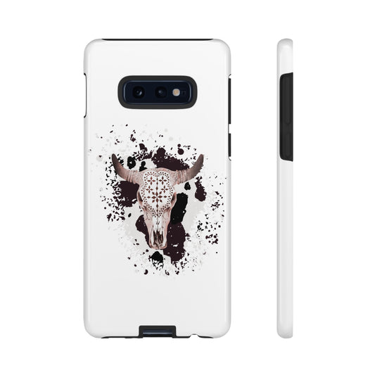 SAMSUNG Bull Skull with Cow Print Tough Phone Case l Gift for Him, Western Style