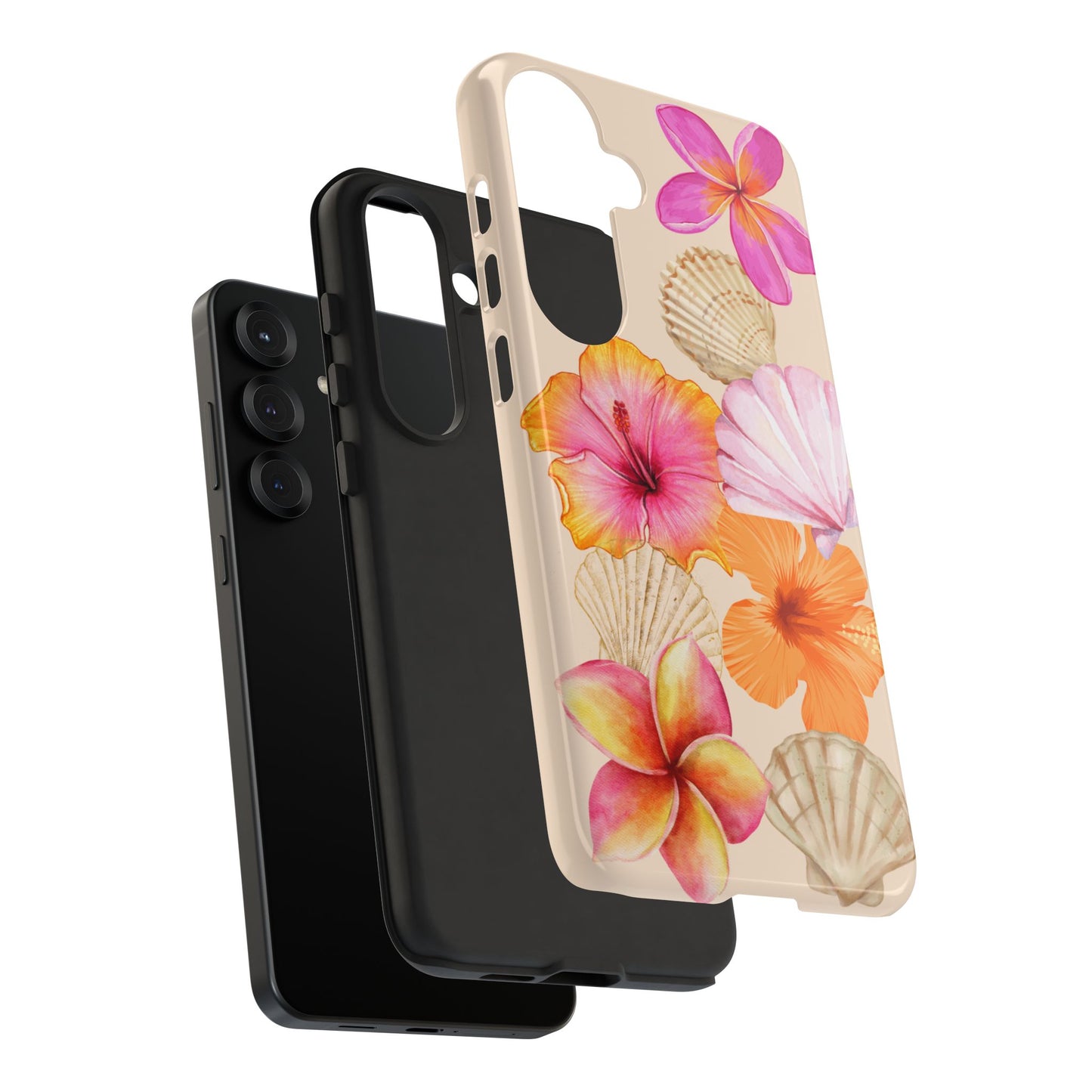 SAMSUNG Tropical Floral and Seashell Tough Phone Case l Vibrant Summer Accessory, Durable Tough Case for All Occasions