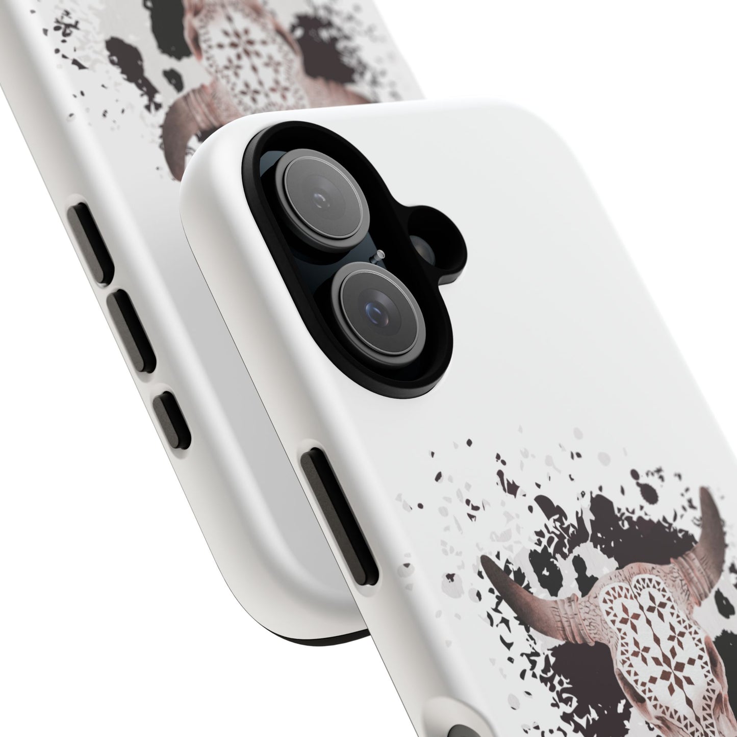 iPHONE Bull Skull with Cow Print Tough Phone Case l Gift for Him, Western Style