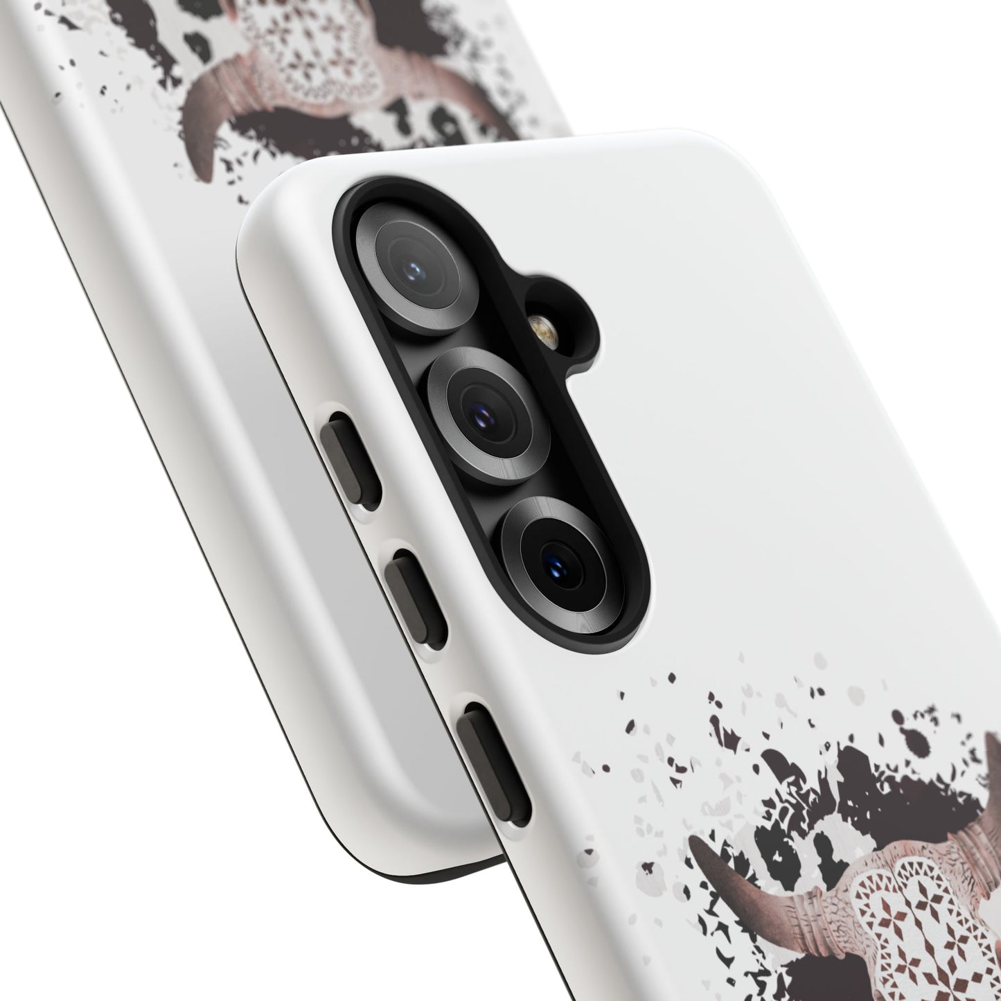 SAMSUNG Bull Skull with Cow Print Tough Phone Case l Gift for Him, Western Style