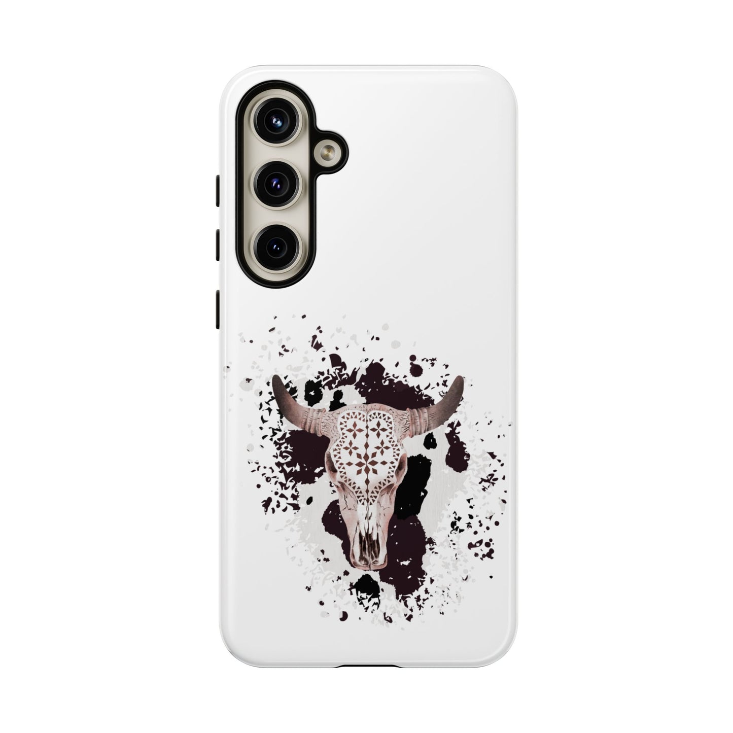 SAMSUNG Bull Skull with Cow Print Tough Phone Case l Gift for Him, Western Style