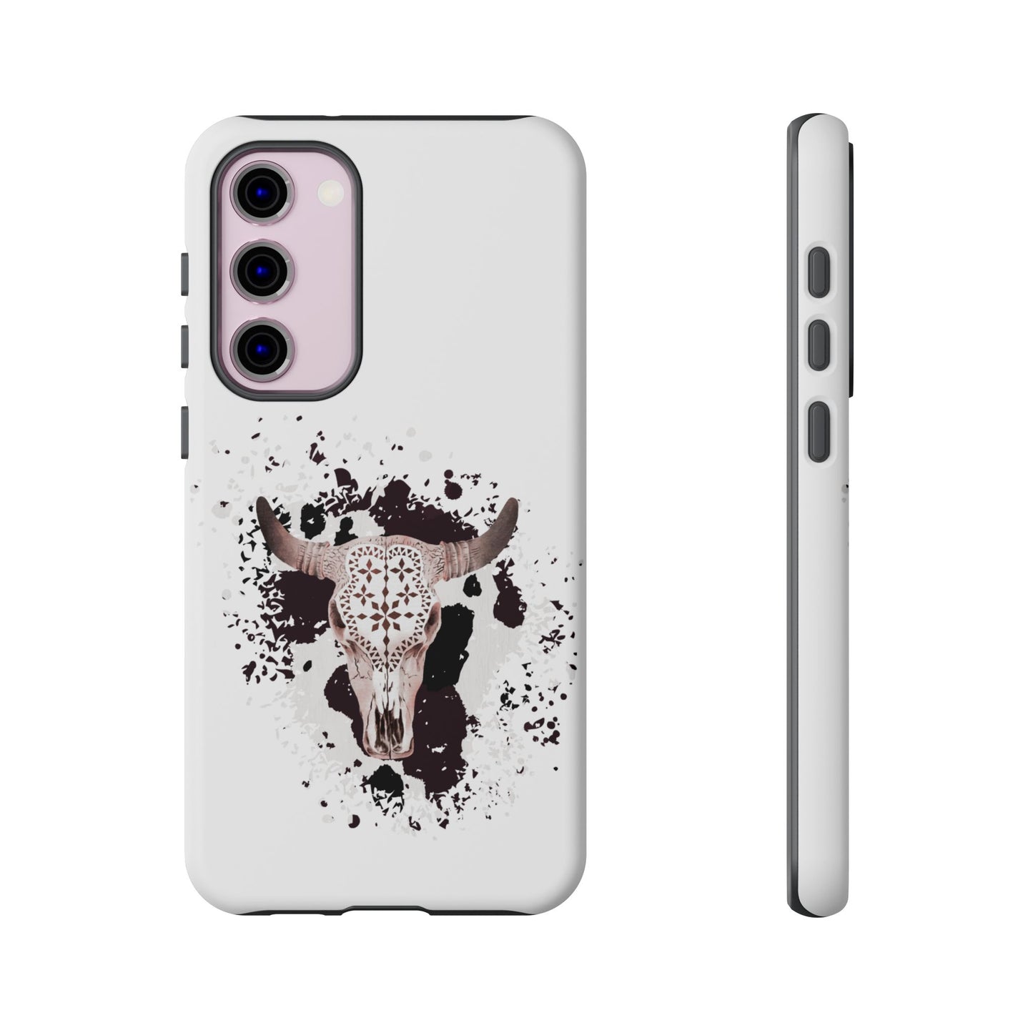 SAMSUNG Bull Skull with Cow Print Tough Phone Case l Gift for Him, Western Style