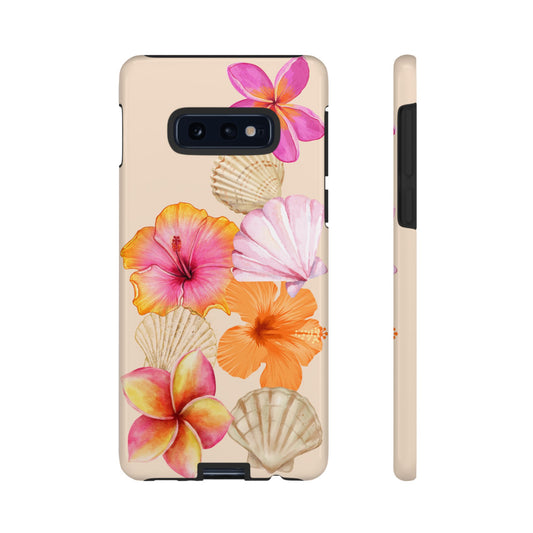SAMSUNG Tropical Floral and Seashell Tough Phone Case l Vibrant Summer Accessory, Durable Tough Case for All Occasions