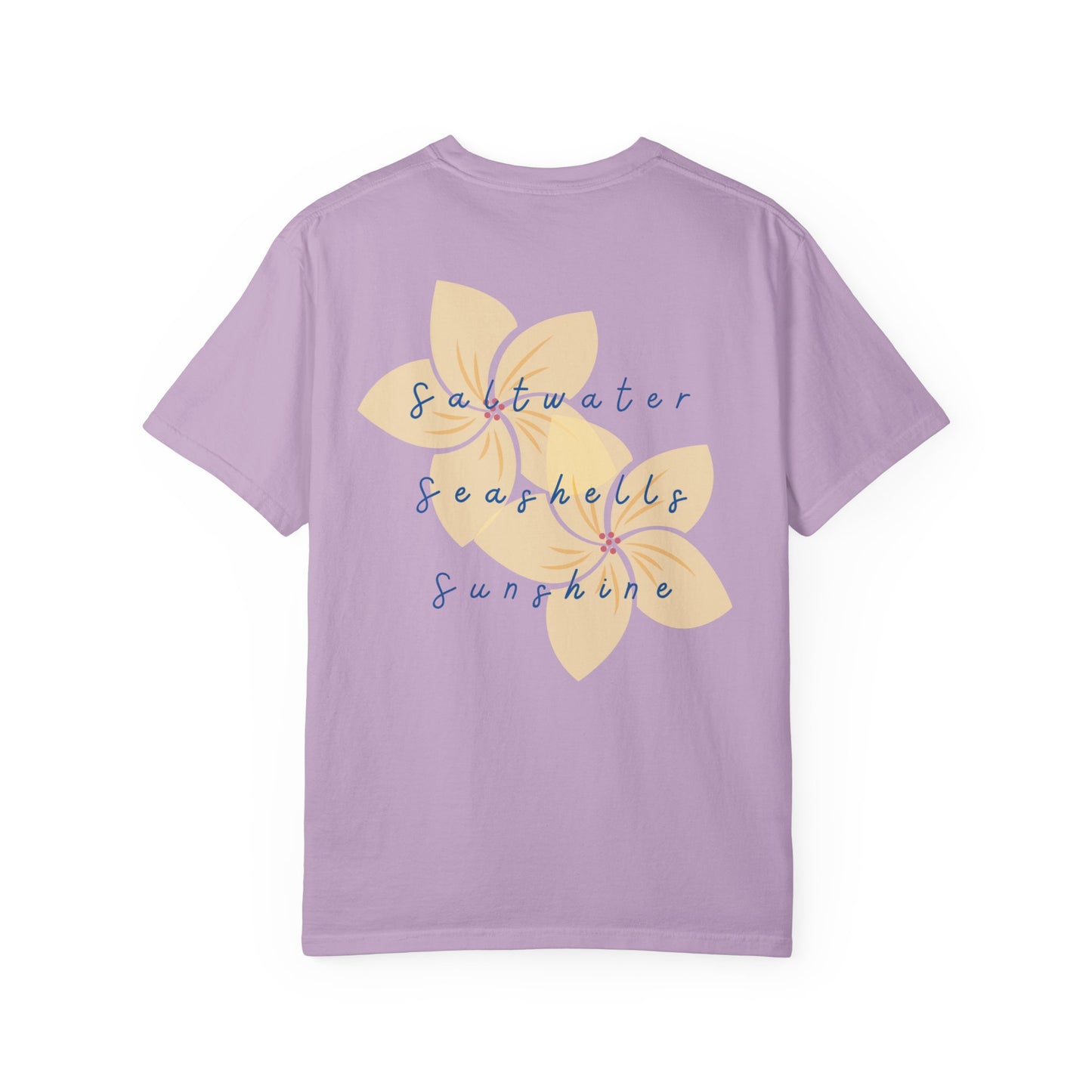 "Saltwater, Seashells, Sunshine" Garment-Dyed T-Shirt l Coastal Vibes, Relaxed Fit, Beachwear