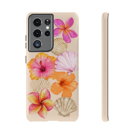 SAMSUNG Tropical Floral and Seashell Tough Phone Case l Vibrant Summer Accessory, Durable Tough Case for All Occasions