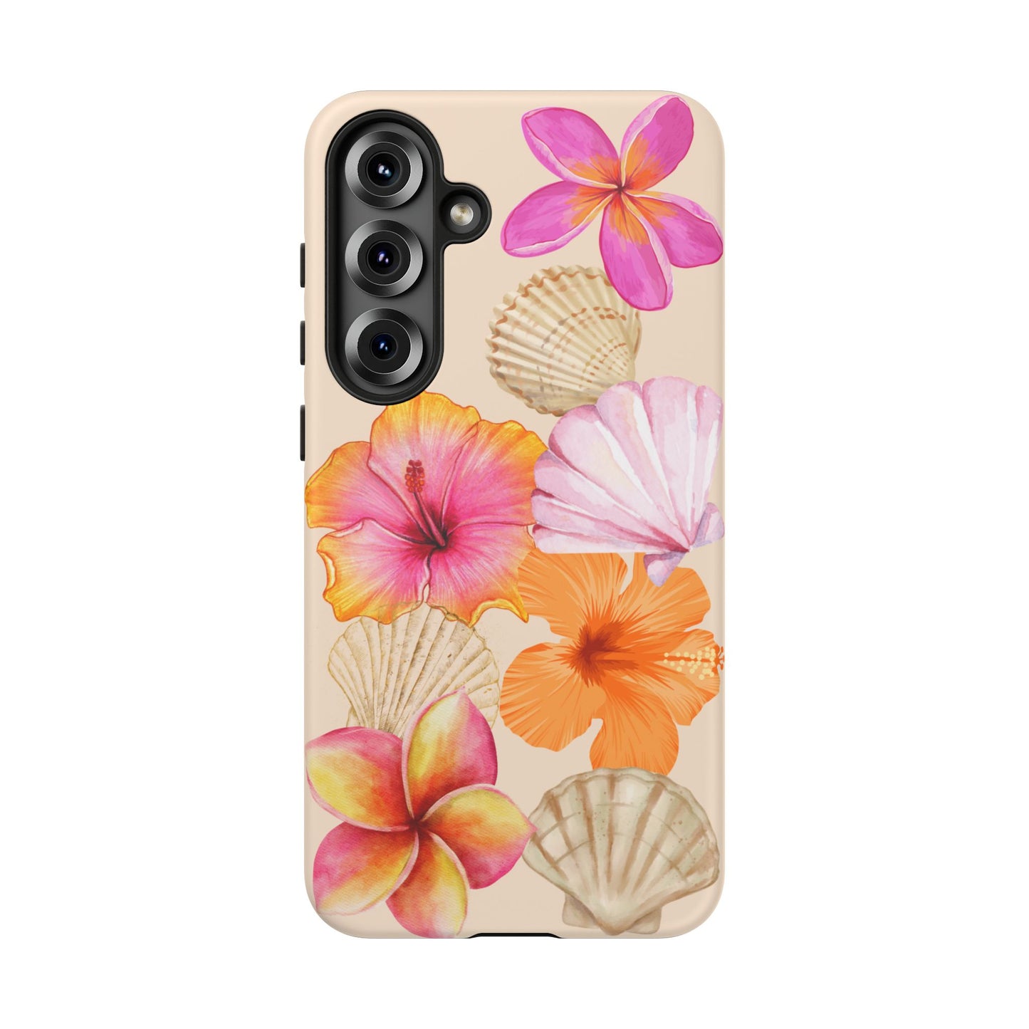 SAMSUNG Tropical Floral and Seashell Tough Phone Case l Vibrant Summer Accessory, Durable Tough Case for All Occasions