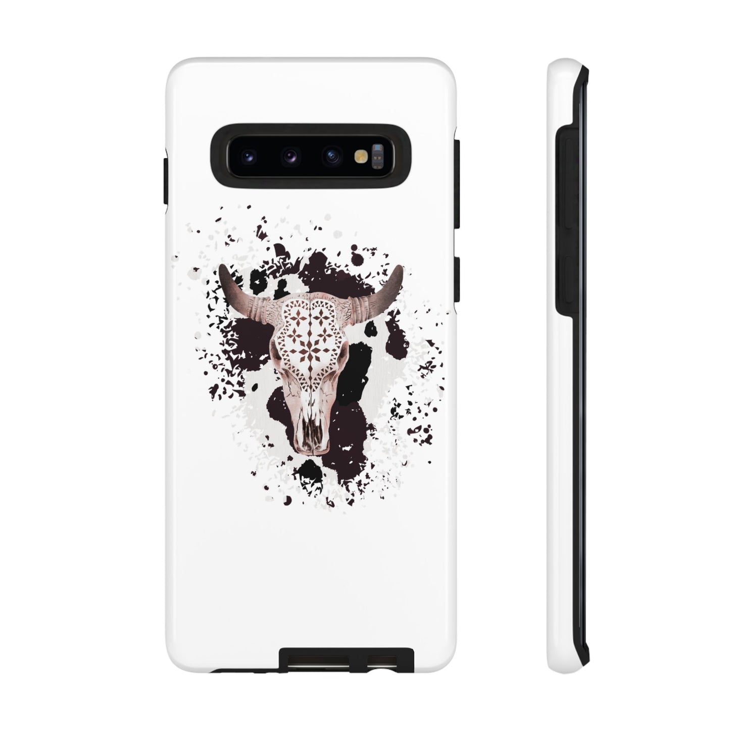 SAMSUNG Bull Skull with Cow Print Tough Phone Case l Gift for Him, Western Style