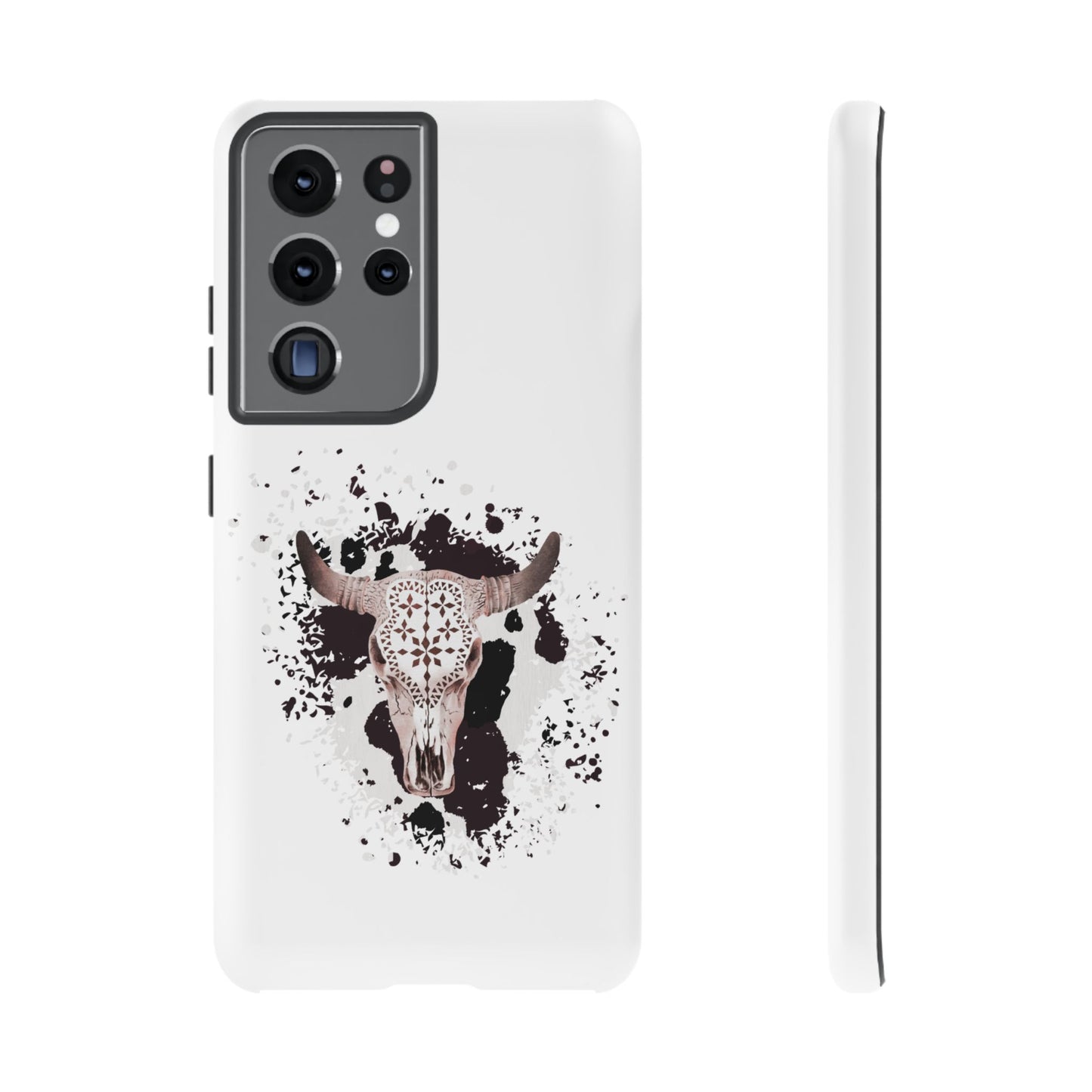 SAMSUNG Bull Skull with Cow Print Tough Phone Case l Gift for Him, Western Style