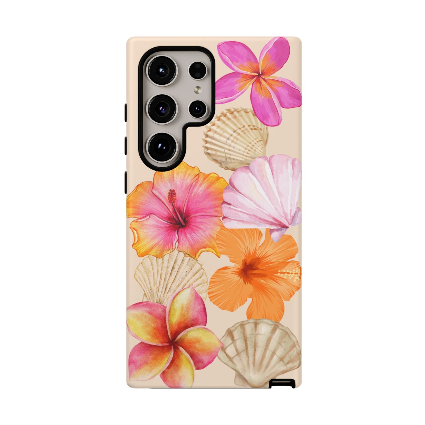 SAMSUNG Tropical Floral and Seashell Tough Phone Case l Vibrant Summer Accessory, Durable Tough Case for All Occasions
