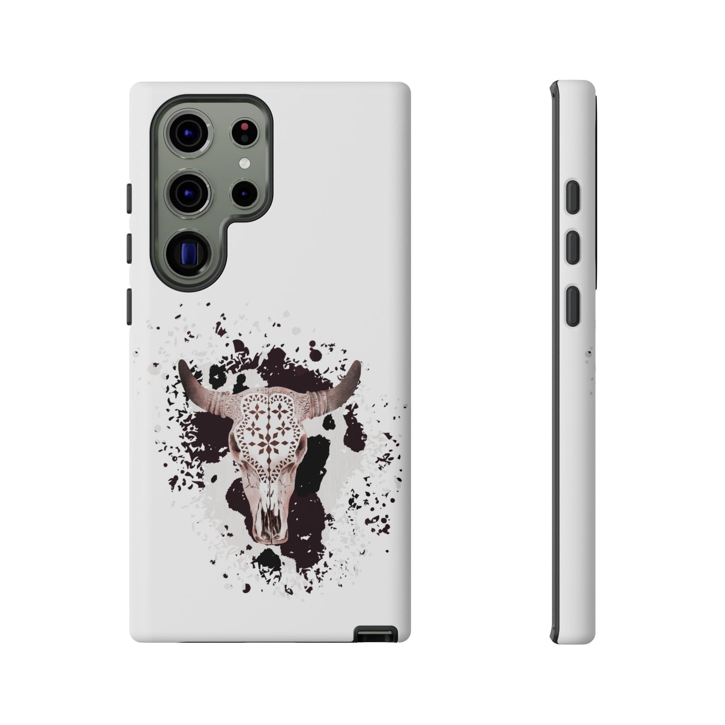SAMSUNG Bull Skull with Cow Print Tough Phone Case l Gift for Him, Western Style