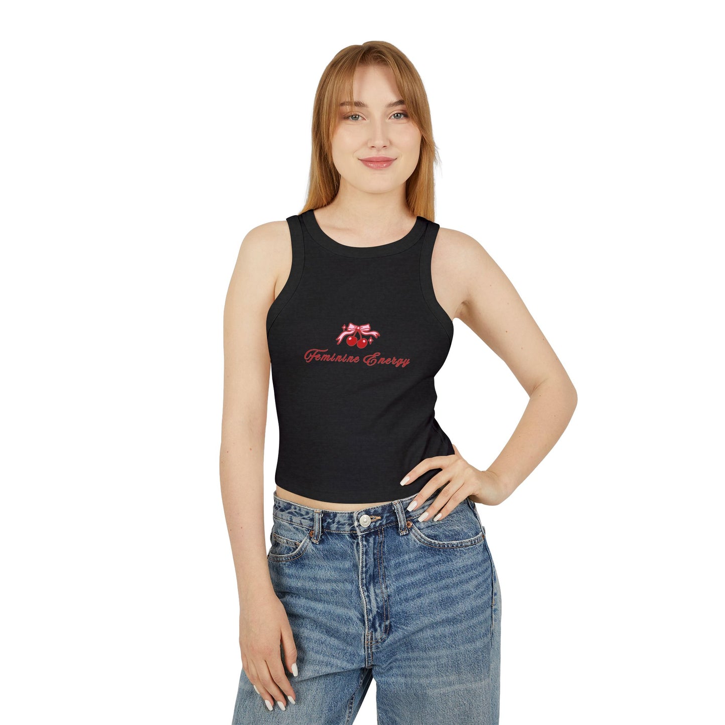 Feminine Energy Micro Rib Racer Tank Top - Women's Casual Apparel