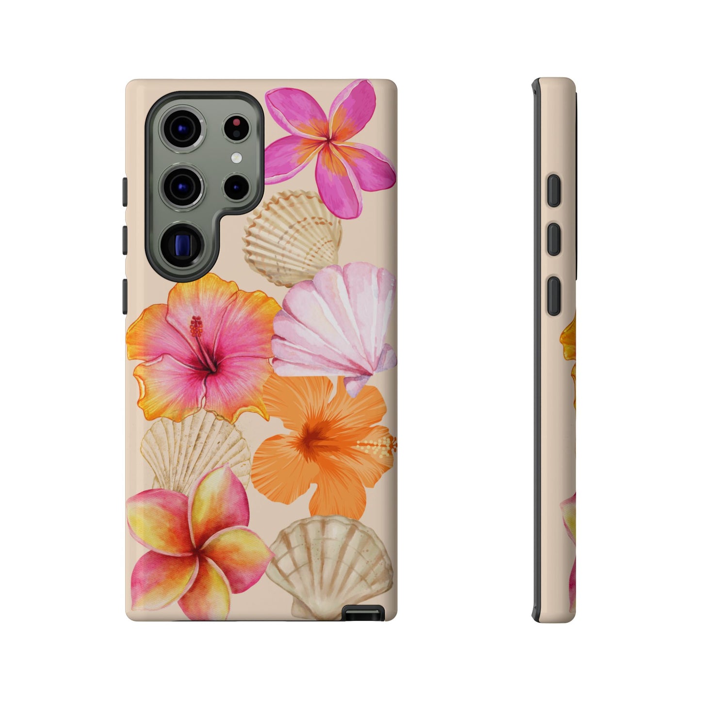 SAMSUNG Tropical Floral and Seashell Tough Phone Case l Vibrant Summer Accessory, Durable Tough Case for All Occasions
