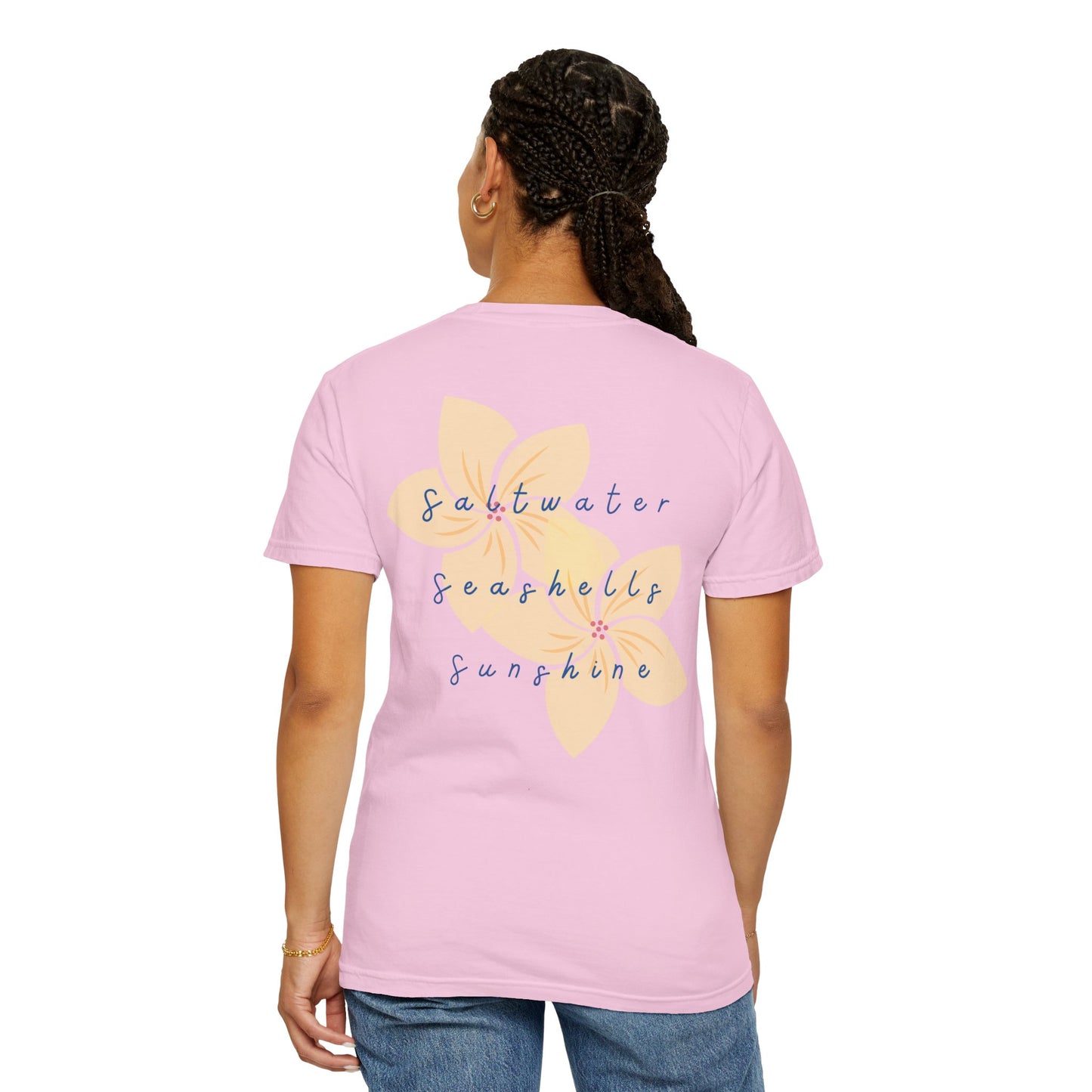 "Saltwater, Seashells, Sunshine" Garment-Dyed T-Shirt l Coastal Vibes, Relaxed Fit, Beachwear