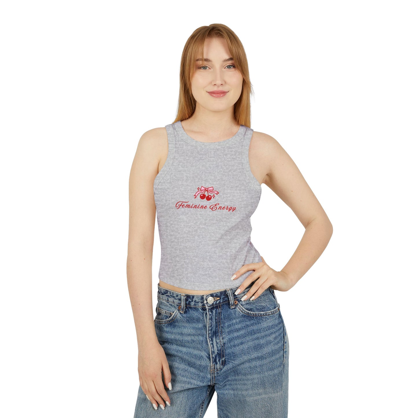 Feminine Energy Micro Rib Racer Tank Top - Women's Casual Apparel