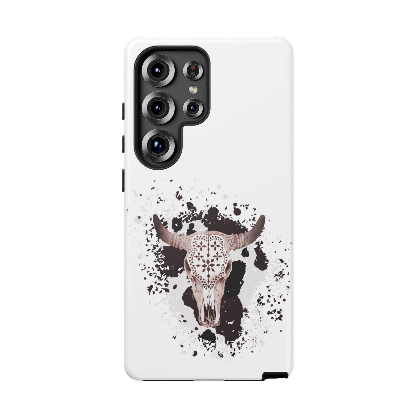 SAMSUNG Bull Skull with Cow Print Tough Phone Case l Gift for Him, Western Style