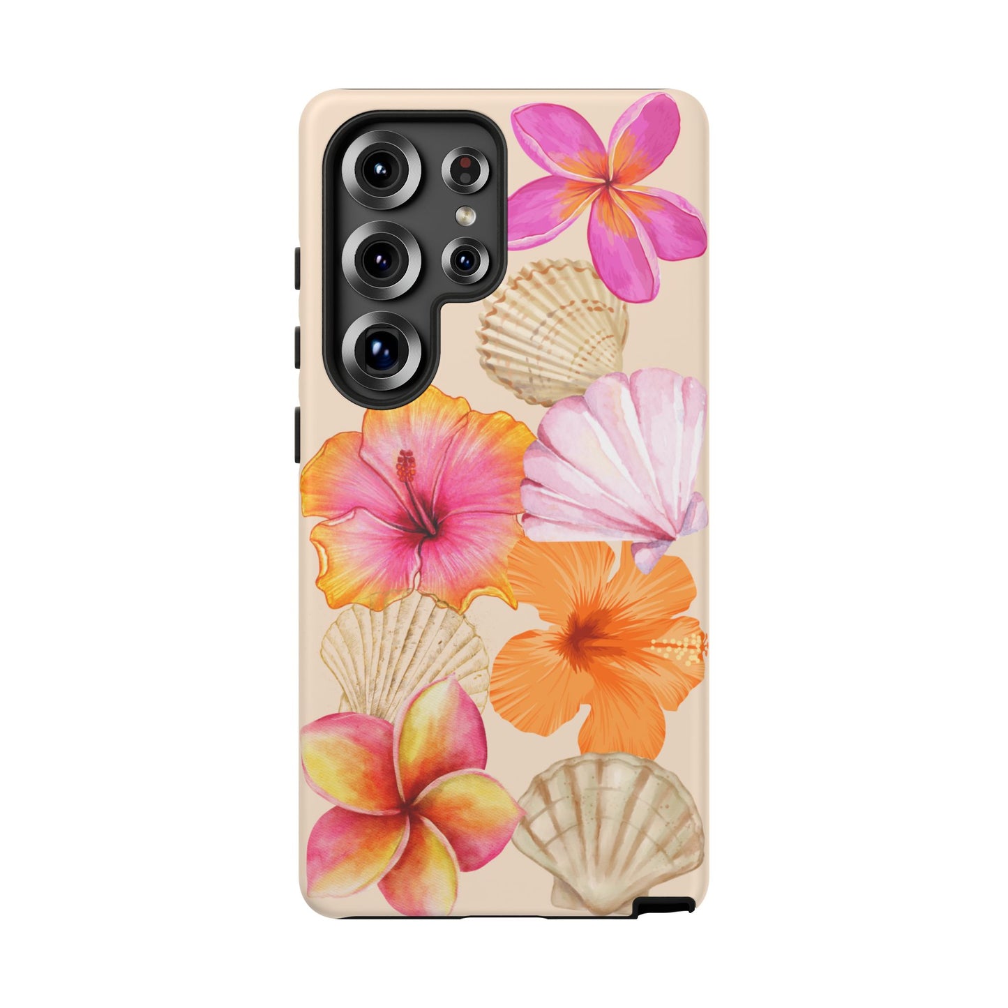 SAMSUNG Tropical Floral and Seashell Tough Phone Case l Vibrant Summer Accessory, Durable Tough Case for All Occasions