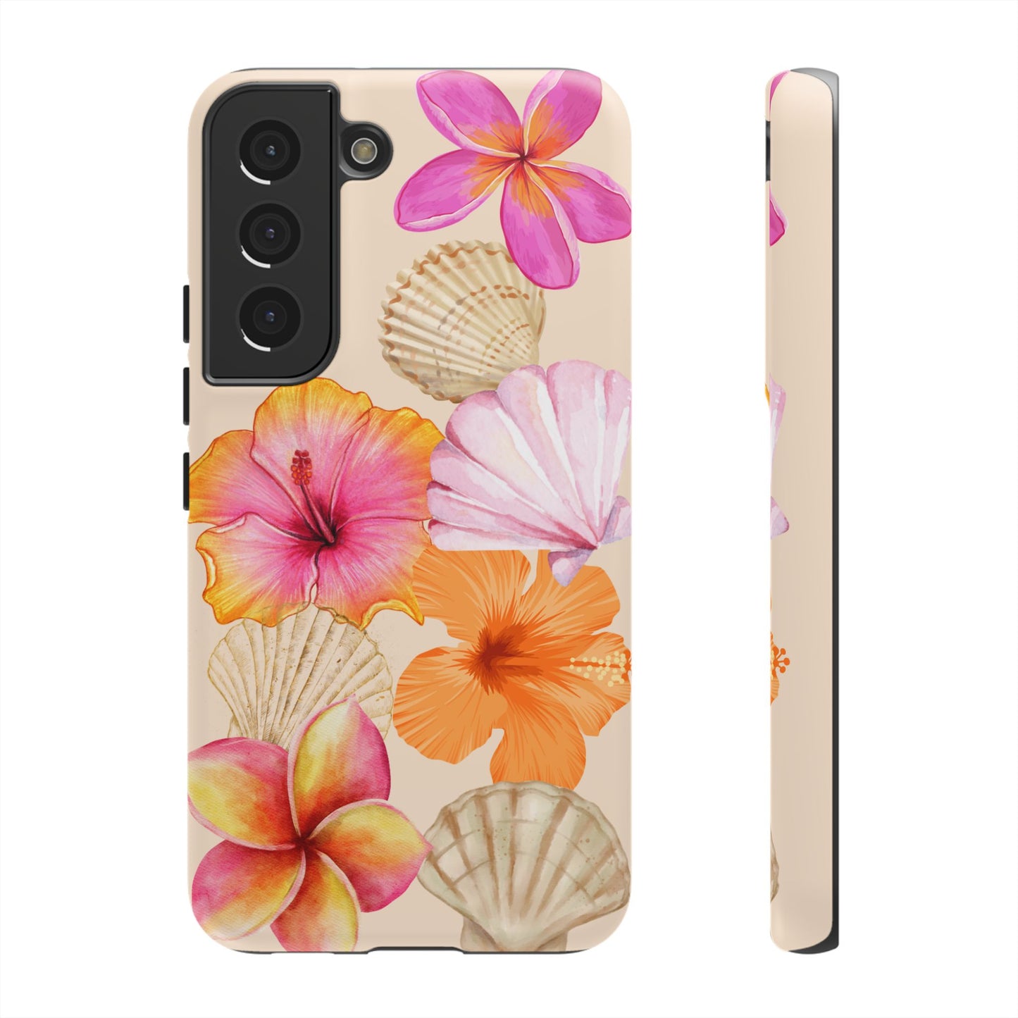 SAMSUNG Tropical Floral and Seashell Tough Phone Case l Vibrant Summer Accessory, Durable Tough Case for All Occasions