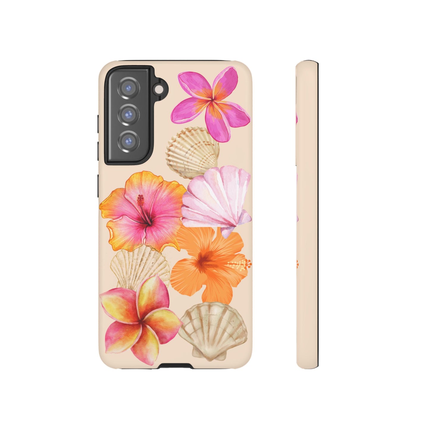 SAMSUNG Tropical Floral and Seashell Tough Phone Case l Vibrant Summer Accessory, Durable Tough Case for All Occasions