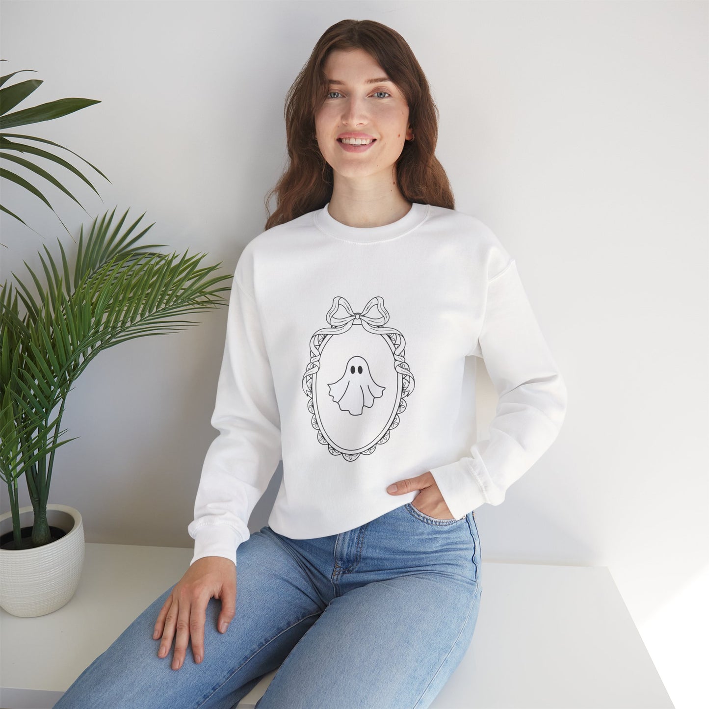 Cute Ghost Crewneck Sweatshirt | Cozy Unisex Fall Apparel, Halloween Outfit, Spooky Season Gift, Casual Comfort