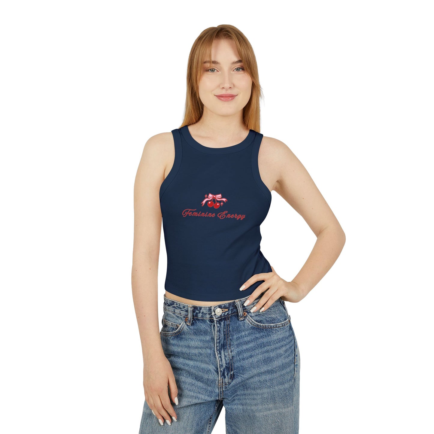 Feminine Energy Micro Rib Racer Tank Top - Women's Casual Apparel