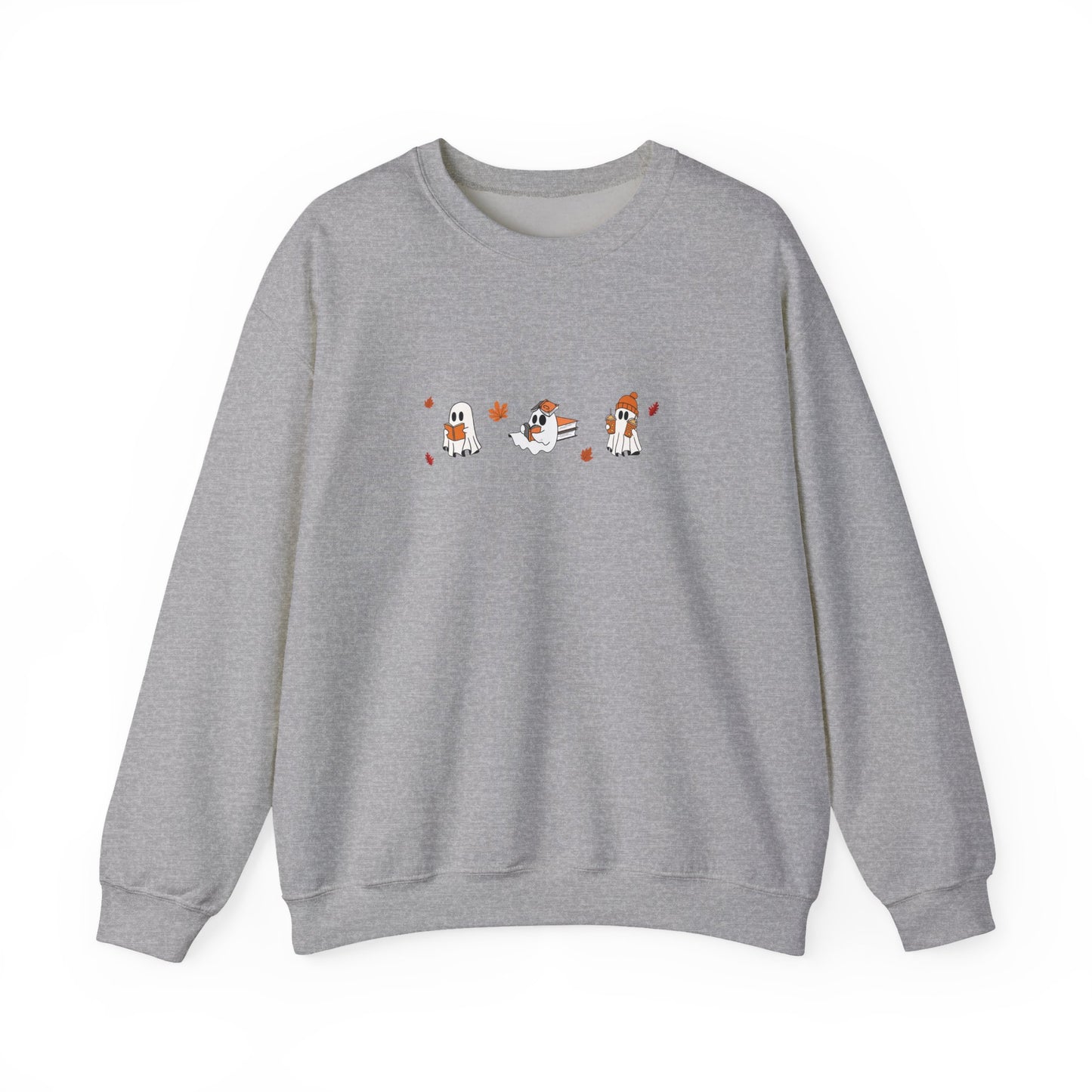 Cute Ghosts with Books Cozy Unisex Crewneck Sweatshirt l Perfect for Holidays, Casual Wear, Gifts, Winter, Relaxed Style