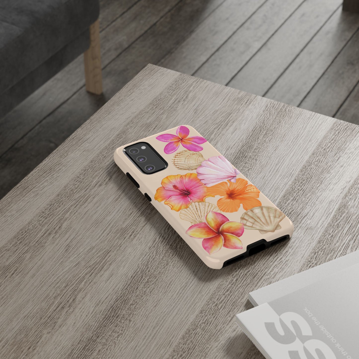 SAMSUNG Tropical Floral and Seashell Tough Phone Case l Vibrant Summer Accessory, Durable Tough Case for All Occasions