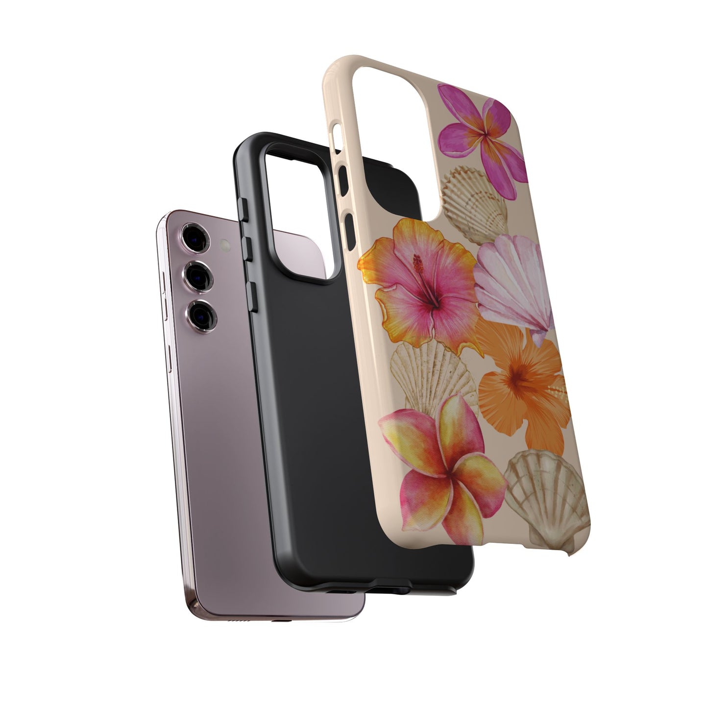 SAMSUNG Tropical Floral and Seashell Tough Phone Case l Vibrant Summer Accessory, Durable Tough Case for All Occasions