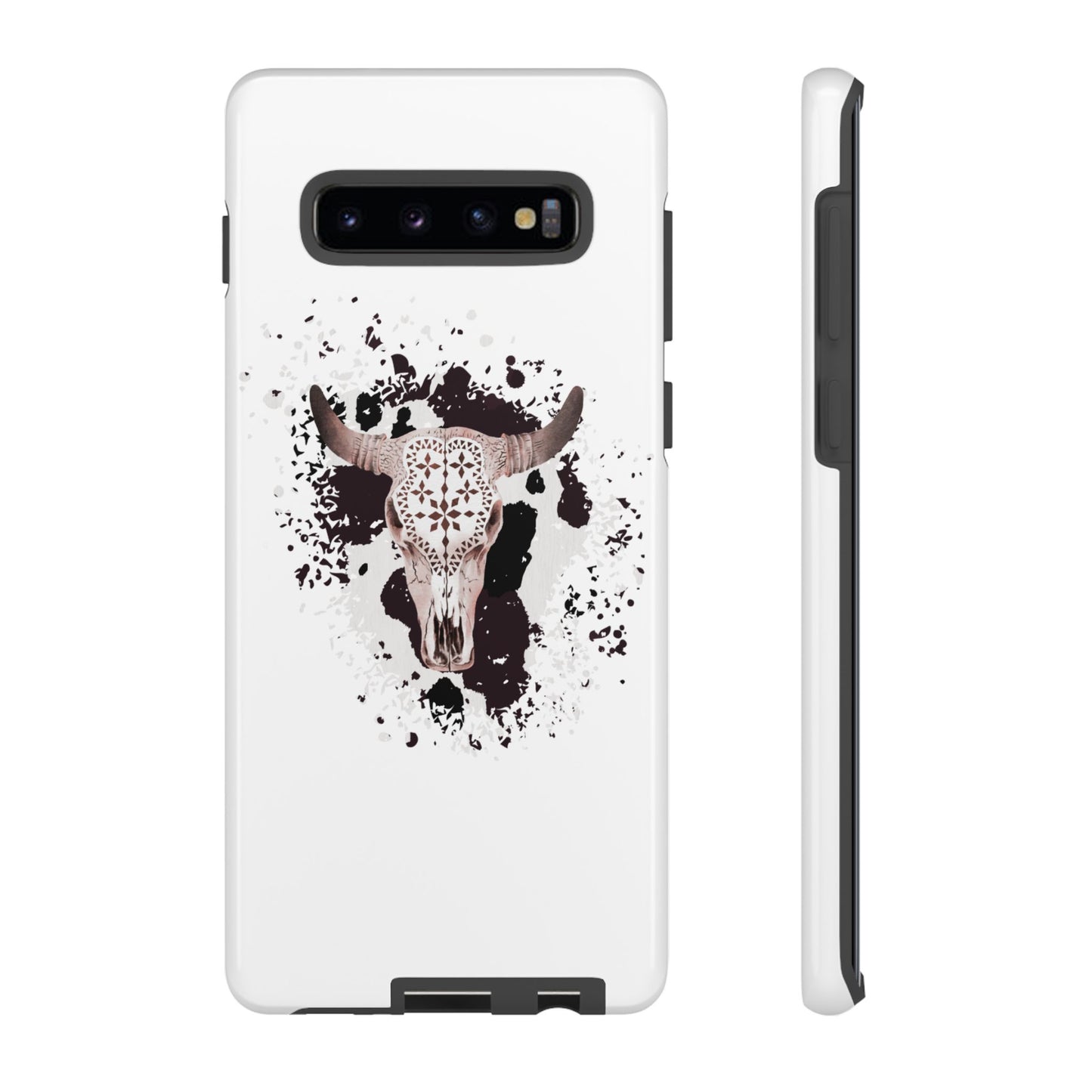 SAMSUNG Bull Skull with Cow Print Tough Phone Case l Gift for Him, Western Style