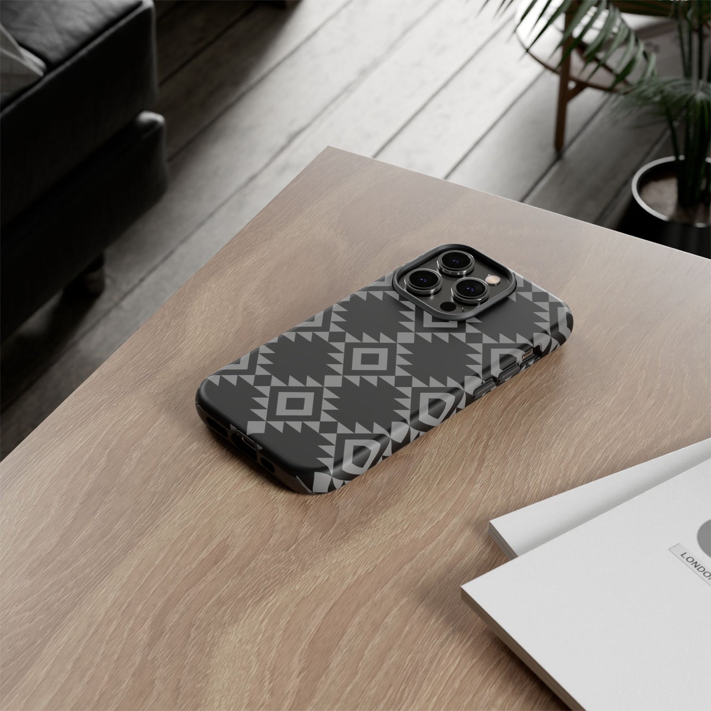 iPHONE Tribal Pattern Black and Grey Tough Phone Case | MADE FOR HIM AND HER