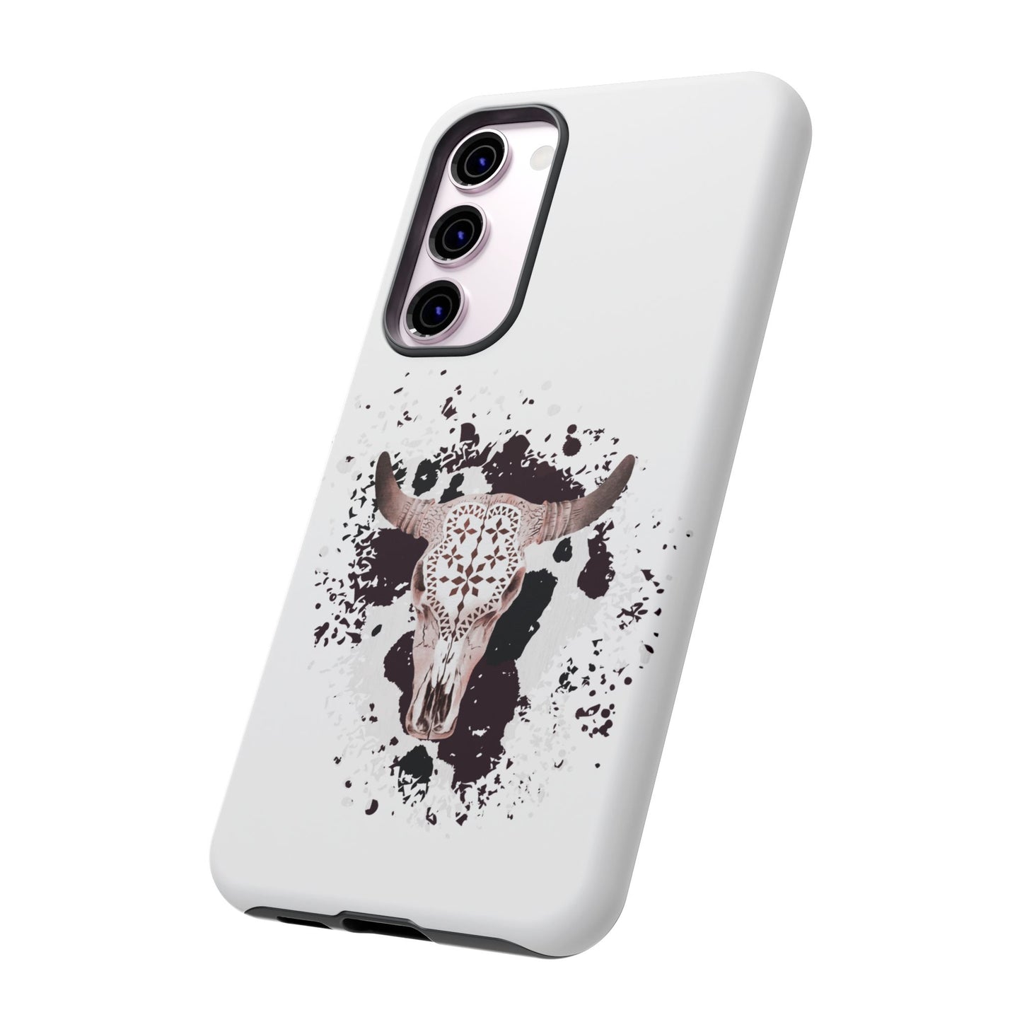 SAMSUNG Bull Skull with Cow Print Tough Phone Case l Gift for Him, Western Style