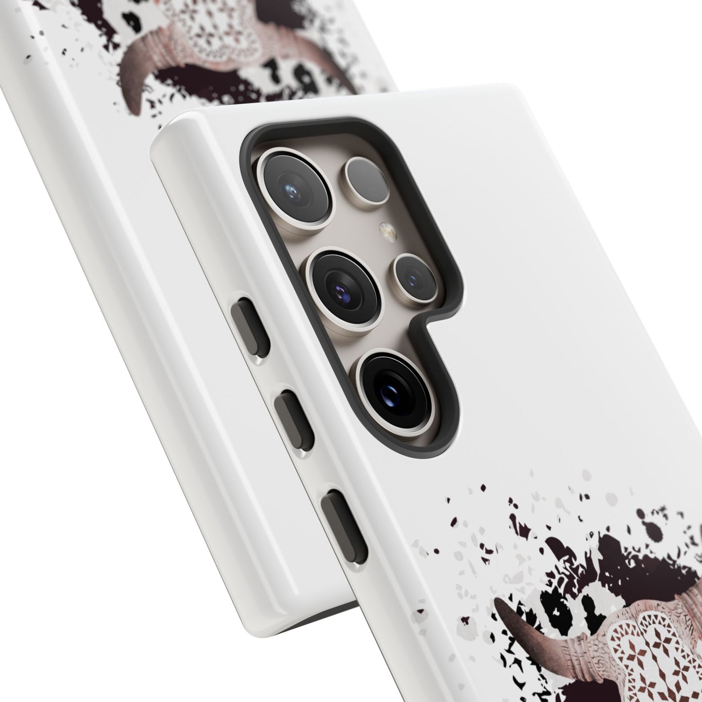 SAMSUNG Bull Skull with Cow Print Tough Phone Case l Gift for Him, Western Style