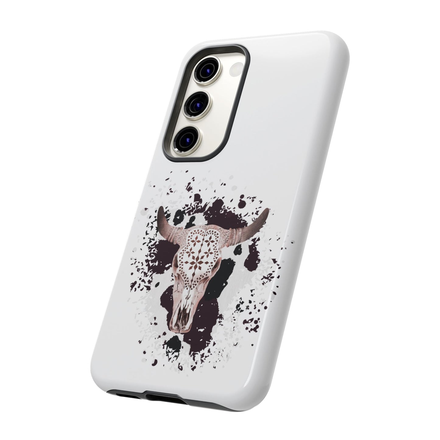 SAMSUNG Bull Skull with Cow Print Tough Phone Case l Gift for Him, Western Style