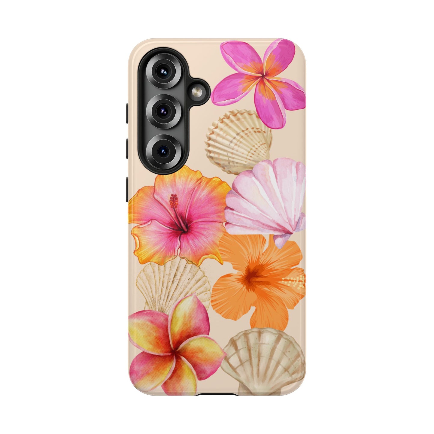 SAMSUNG Tropical Floral and Seashell Tough Phone Case l Vibrant Summer Accessory, Durable Tough Case for All Occasions