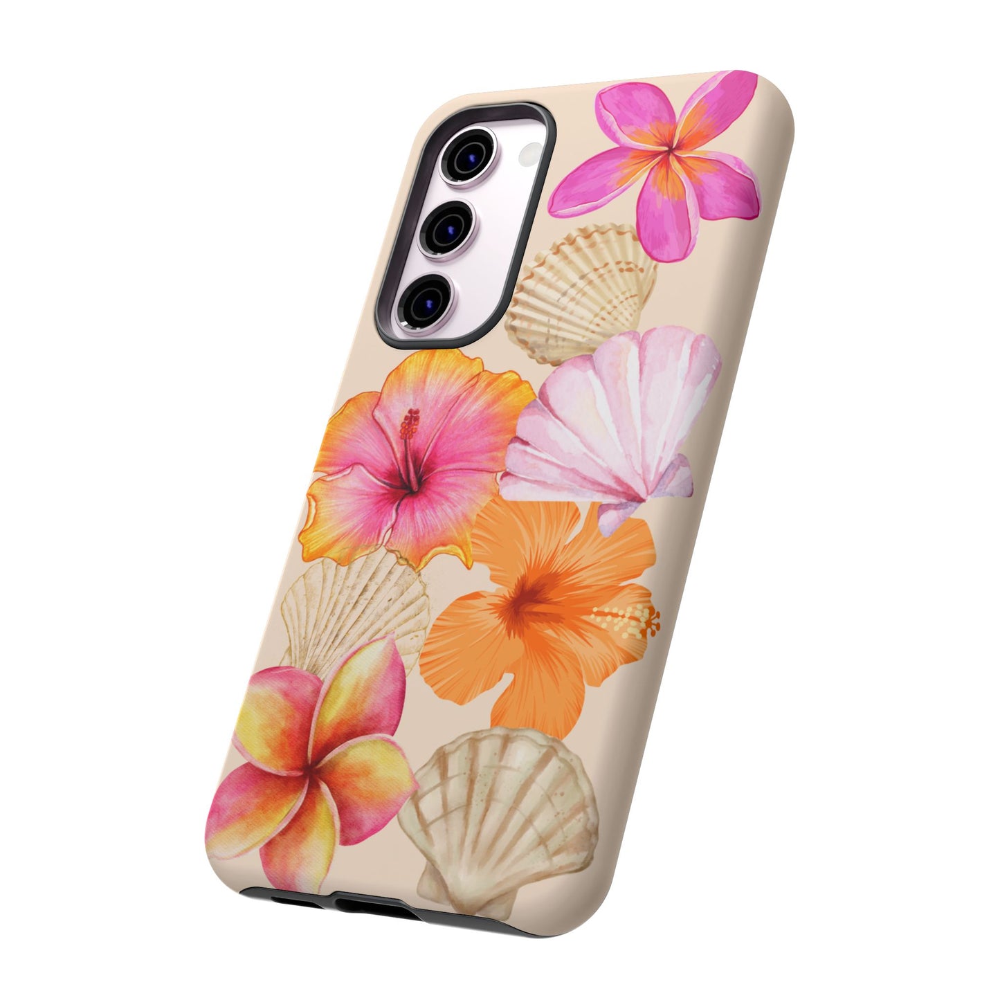 SAMSUNG Tropical Floral and Seashell Tough Phone Case l Vibrant Summer Accessory, Durable Tough Case for All Occasions