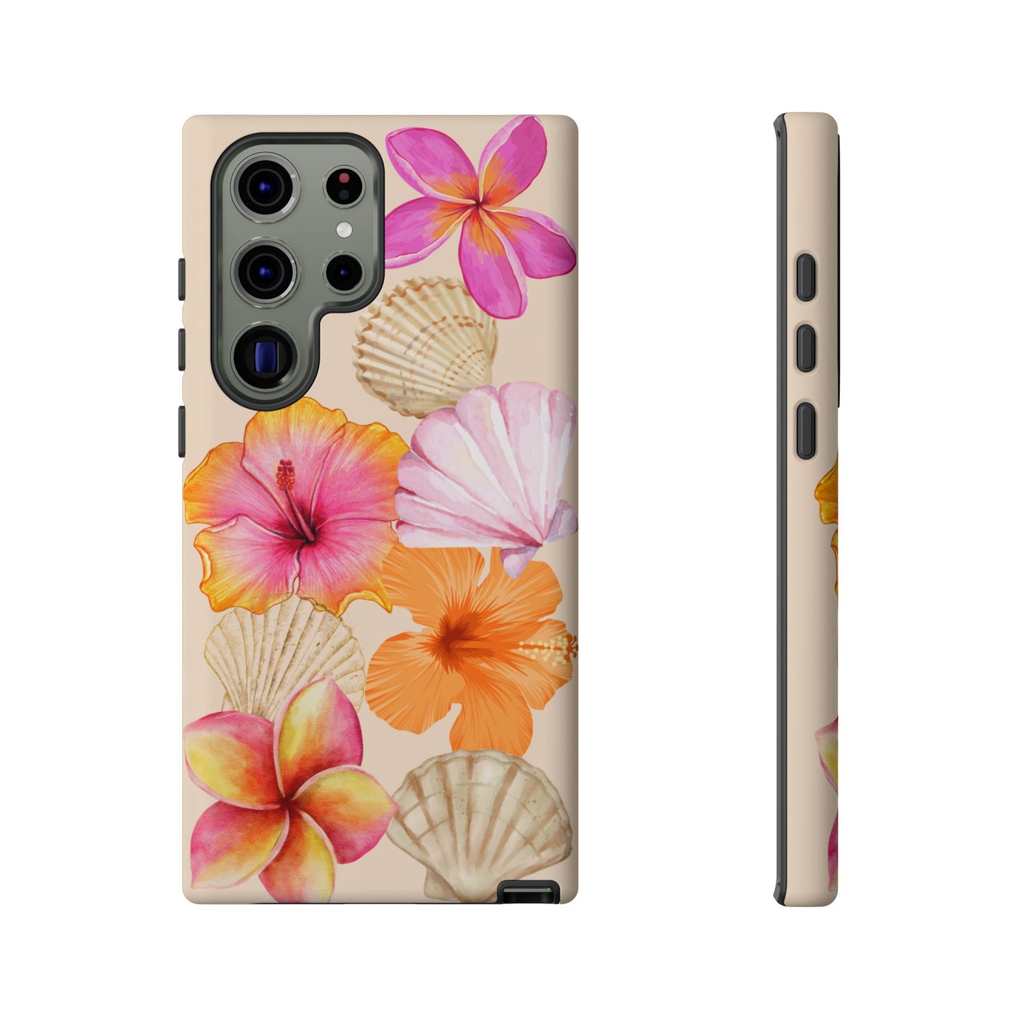 SAMSUNG Tropical Floral and Seashell Tough Phone Case l Vibrant Summer Accessory, Durable Tough Case for All Occasions