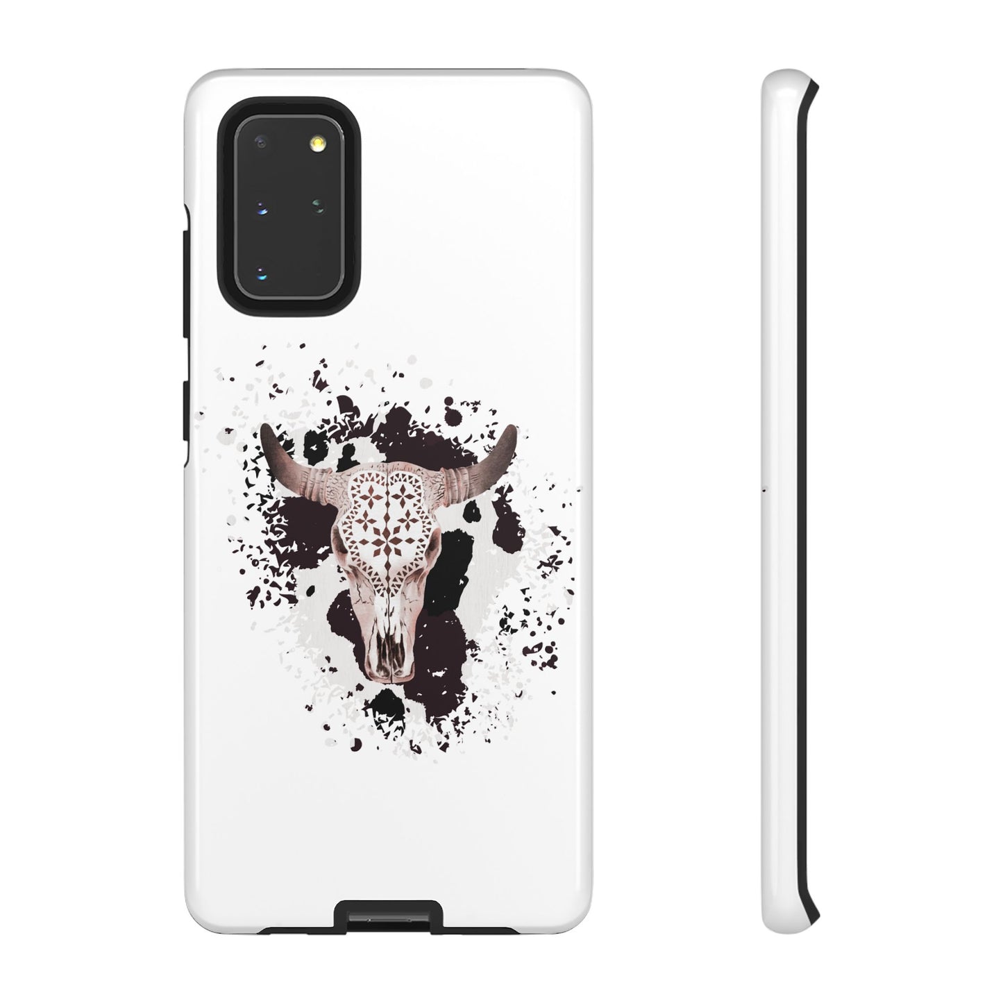 SAMSUNG Bull Skull with Cow Print Tough Phone Case l Gift for Him, Western Style