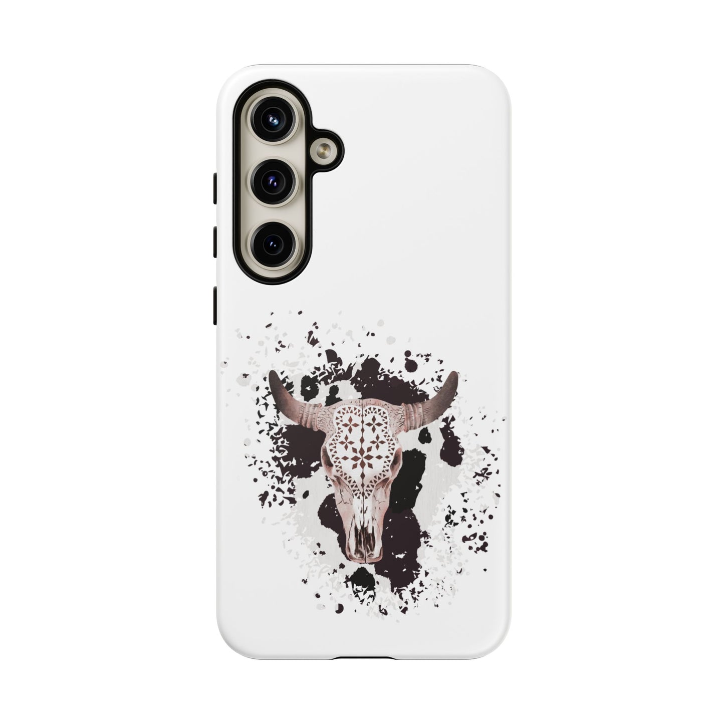 SAMSUNG Bull Skull with Cow Print Tough Phone Case l Gift for Him, Western Style
