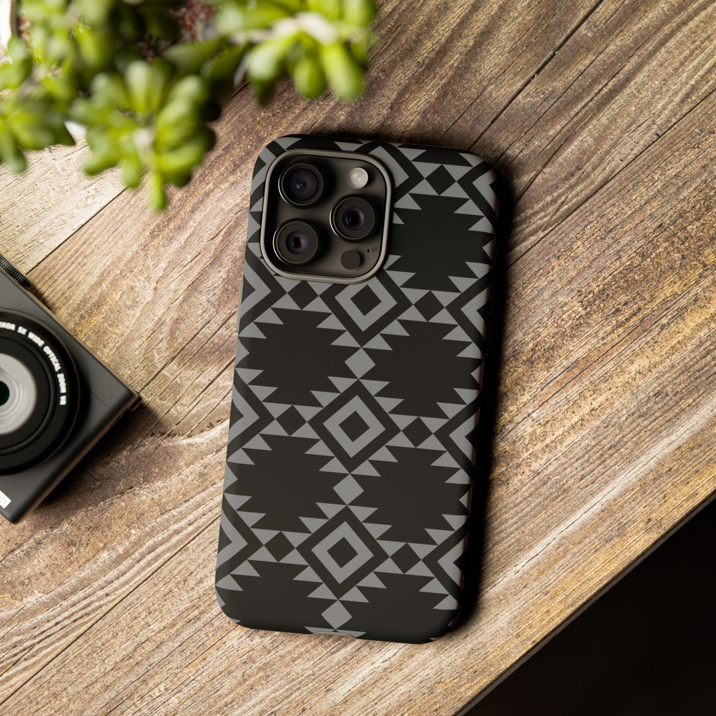 iPHONE Tribal Pattern Black and Grey Tough Phone Case | MADE FOR HIM AND HER