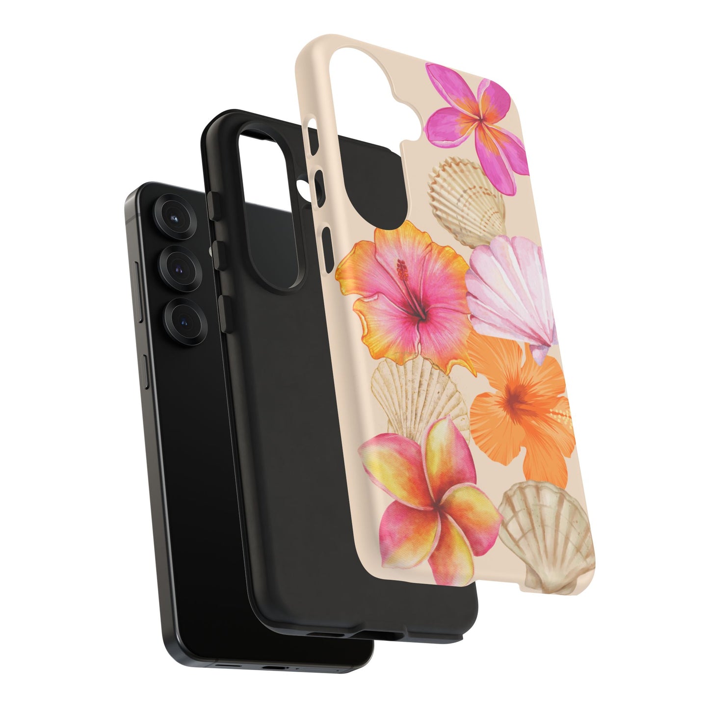 SAMSUNG Tropical Floral and Seashell Tough Phone Case l Vibrant Summer Accessory, Durable Tough Case for All Occasions