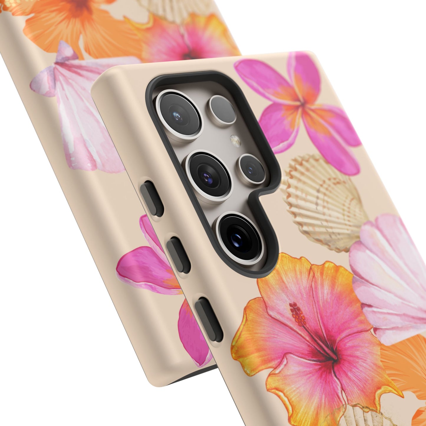 SAMSUNG Tropical Floral and Seashell Tough Phone Case l Vibrant Summer Accessory, Durable Tough Case for All Occasions