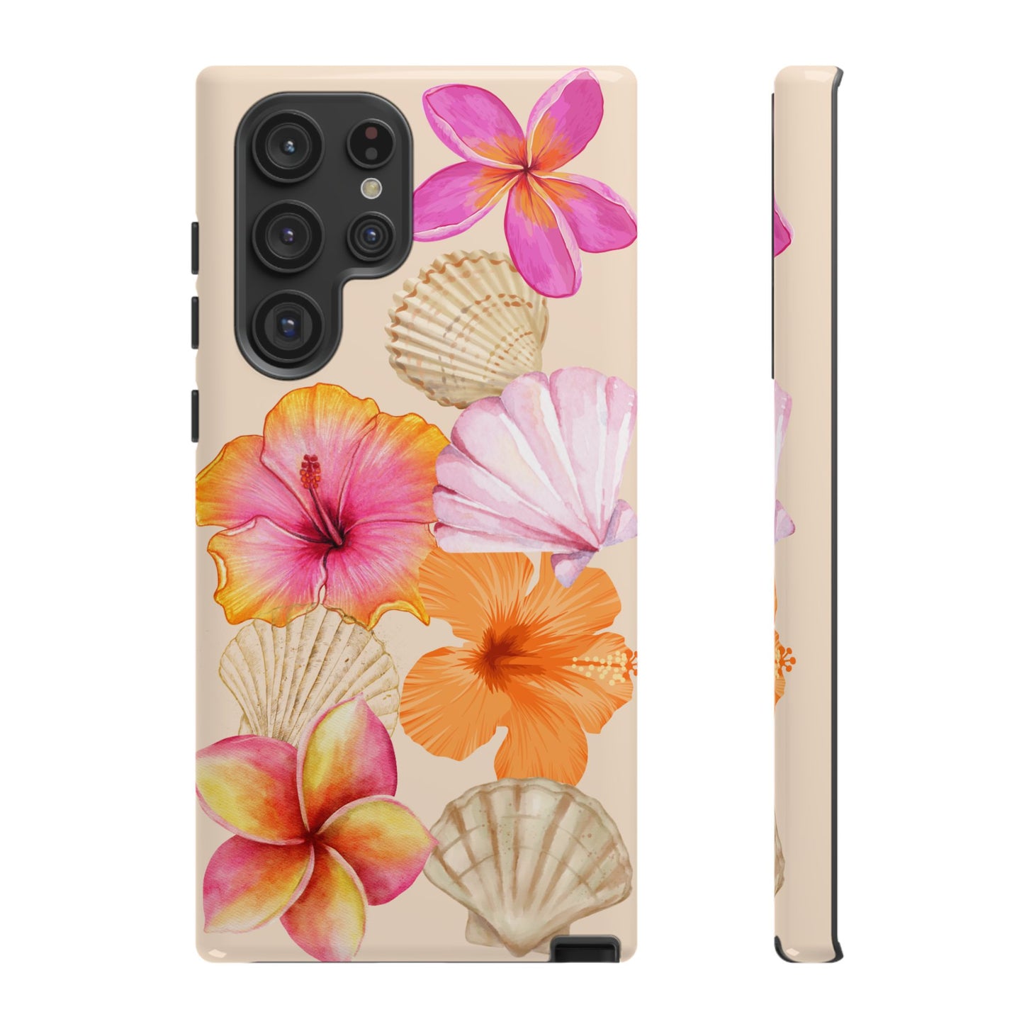SAMSUNG Tropical Floral and Seashell Tough Phone Case l Vibrant Summer Accessory, Durable Tough Case for All Occasions