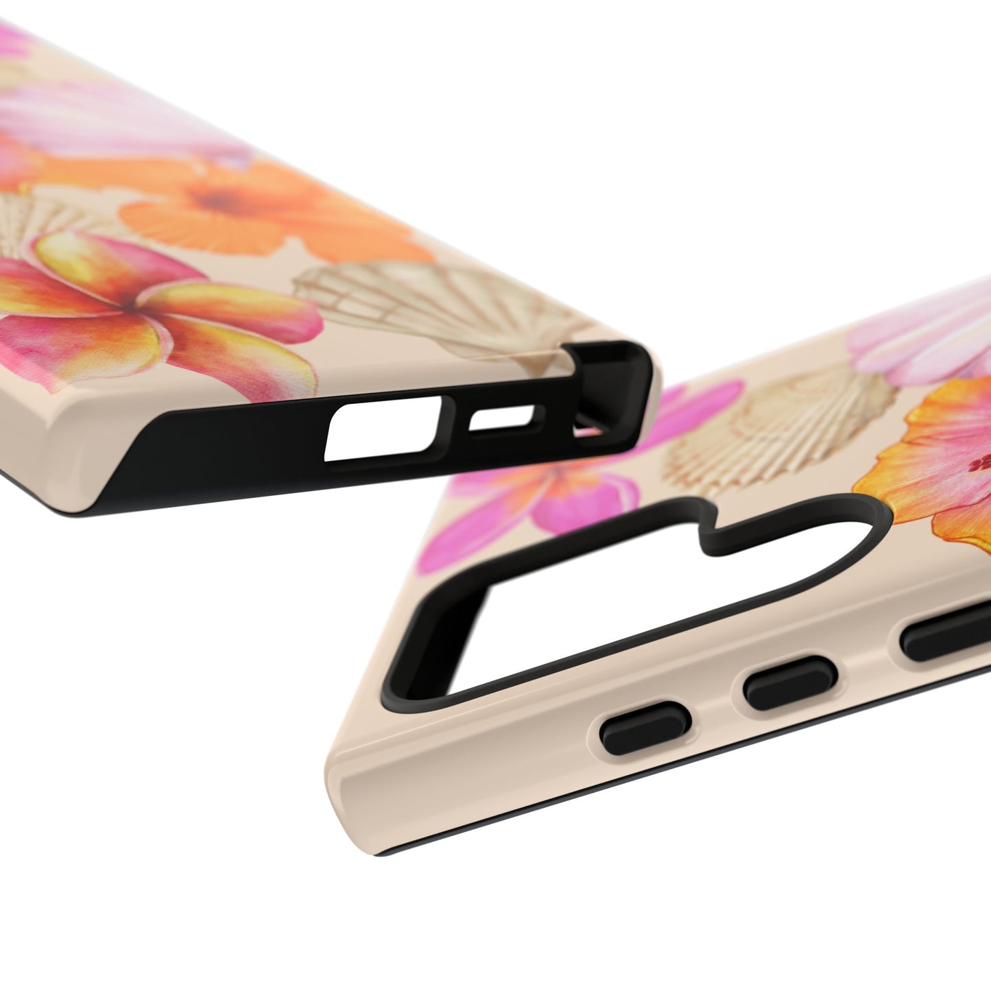 SAMSUNG Tropical Floral and Seashell Tough Phone Case l Vibrant Summer Accessory, Durable Tough Case for All Occasions