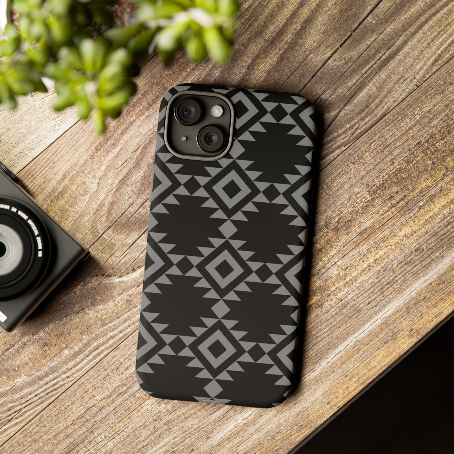 iPHONE Tribal Pattern Black and Grey Tough Phone Case | MADE FOR HIM AND HER