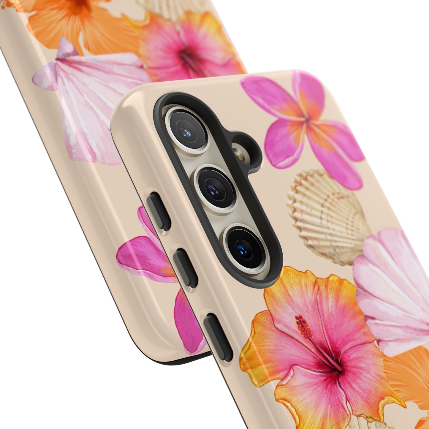 SAMSUNG Tropical Floral and Seashell Tough Phone Case l Vibrant Summer Accessory, Durable Tough Case for All Occasions
